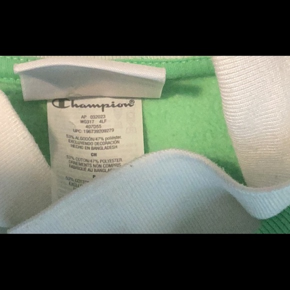 Champion Bright Light Green White Collar Pullover S - Picture 5 of 5